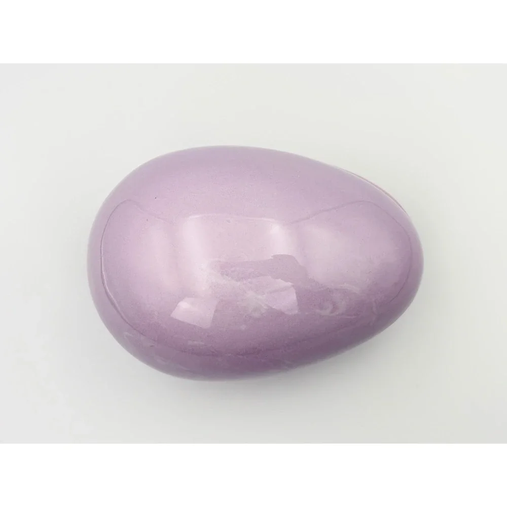 Vintage 1980s Purple Marbled Ceramic Egg Trinket Box Lavender Easter Gift Dish